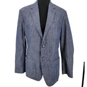 Banana Republic Mens Slim Fit Blue 100% Cotton Chambray Sports Blazer Jacket 40R